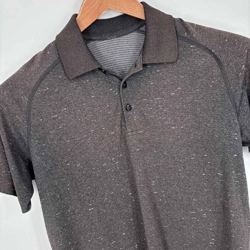Lululemon Metal Vent Tech Polo Shirt Mens M Brown Heathered Short Sleeve Golf